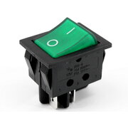 ROCKER SWITCH 15A/250V, double contact, with illuminated, green, 2x ON-OFF