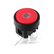 MICROSWITCH OFF-(ON) 12V 0.05A round 10mm red with LED