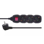 Power Strip SCHUKO with switch – 3 sockets, 1.5m, black