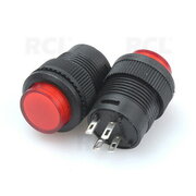 Push-button switch, OFF-(ON), 3A 250VAC, M16, with 12V red LED indication
