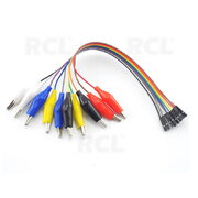 TEST CABLE Alligator Clips  <-> 10x 1pin socket, wires 24AWG 200mm
