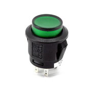 PUSH BUTTON SWITCH OFF-(ON) 1.5A / 250VAC, with LED, green, round
