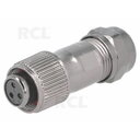 CONNECTOR WEIPU ST1210/S3, 3pin socket for cable ø5÷8mm, 13A 250V, IP67, metal