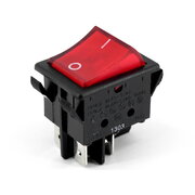 ROCKER SWITCH 16A/250V, double contact, with red illuminated, ON-OFF