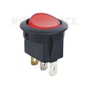ROCKER SWITCH  16A 12VDC, red, D20mm, ON-OFF