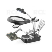 Soldering iron stand with magnifying glass and LED light, TE-800