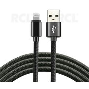 KABELIS USB <-> Lightning/iPhone 1m, 2.4A, juodas