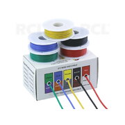 Silicone mounting wires AWG20 0.5mm², -60°C...+200°C, 5 colours x10m