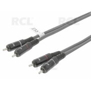Stereo Audio Cable 2x RCA Male - 2x RCA Male, 3m, Dark Grey