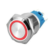 PUSH BUTTON SWITCH OFF-(ON) 250V AC, 3A, ø16mm, IP67, with red LED indication