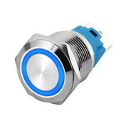 SWITCH ON-OFF 250V AC, 3A, ø16mm, IP67, with blue LED indication